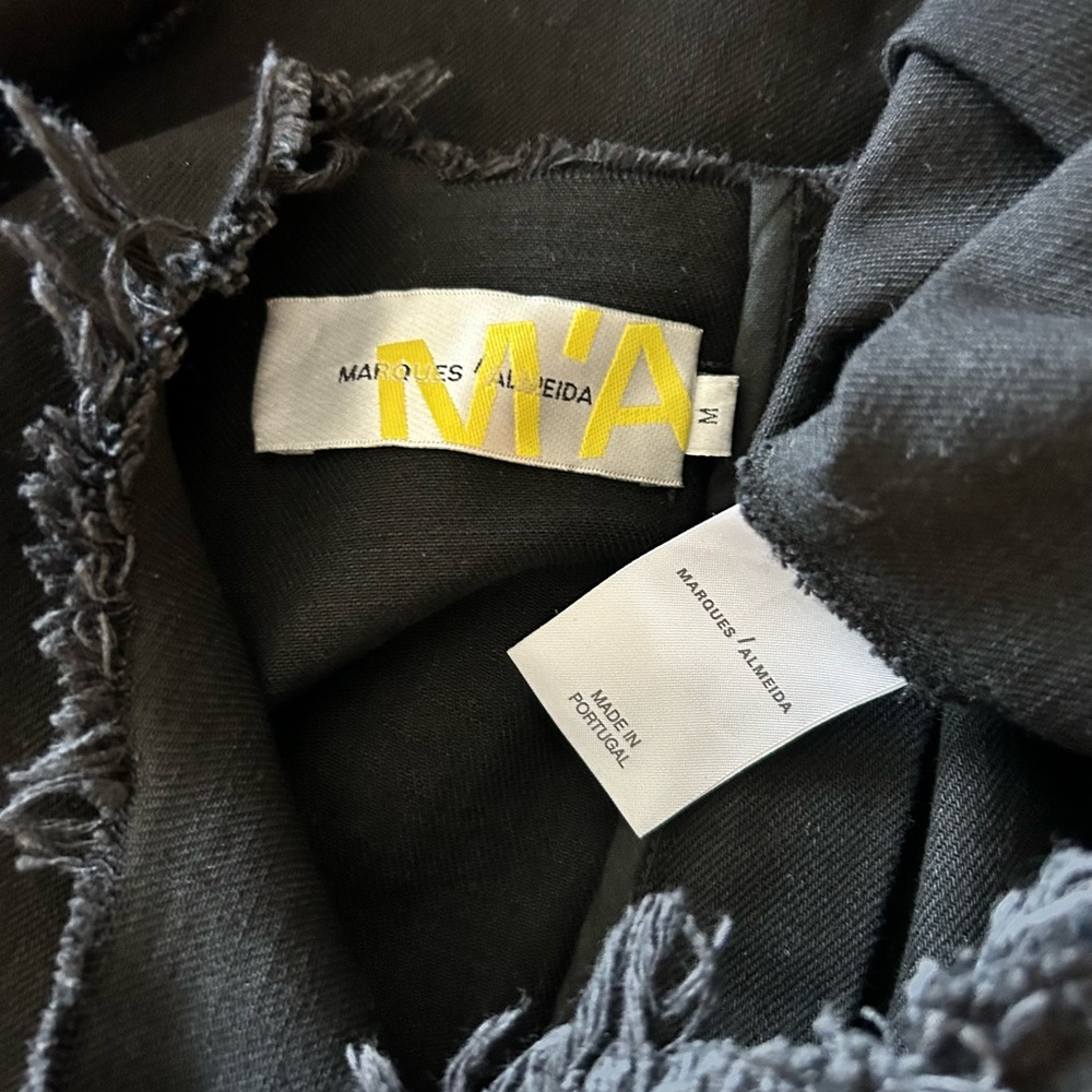 Marques Almeida Black Denim Frayed Mini Dress Medium Ruffle Cuffs - Picture 8 of 10